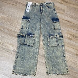 VIP Women's Acid wash Blue Wide Leg Jeans size 9